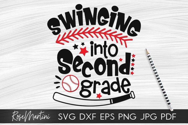 Swinging Into Second Grade SVG file for cutting machines - Cricut Silhouette, Sublimation Design SVG Back To School cutting file SVG RoseMartiniDesigns 
