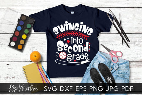 Swinging Into Second Grade SVG file for cutting machines - Cricut Silhouette, Sublimation Design SVG Back To School cutting file SVG RoseMartiniDesigns 