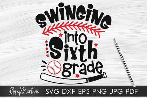 Swinging Into Sixth Grade SVG file for cutting machines - Cricut Silhouette, Sublimation Design SVG Back To School cutting file SVG RoseMartiniDesigns 