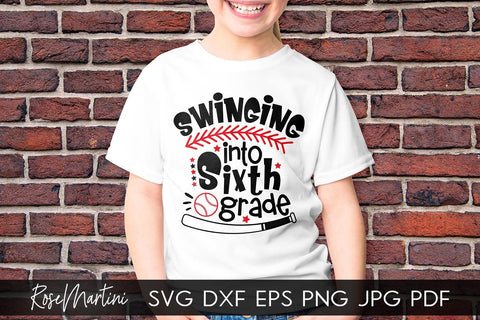 Swinging Into Sixth Grade SVG file for cutting machines - Cricut Silhouette, Sublimation Design SVG Back To School cutting file SVG RoseMartiniDesigns 