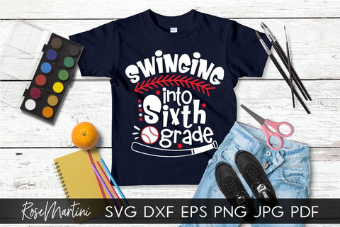 Swinging Into Sixth Grade SVG file for cutting machines - Cricut Silhouette, Sublimation Design SVG Back To School cutting file SVG RoseMartiniDesigns 