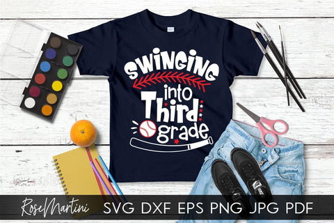 Swinging Into Third Grade SVG file for cutting machines - Cricut Silhouette, Sublimation Design SVG Back To School cutting file SVG RoseMartiniDesigns 