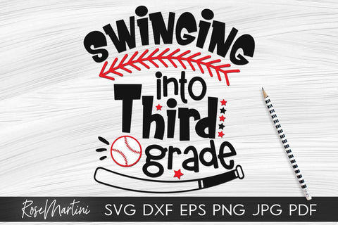 Swinging Into Third Grade SVG file for cutting machines - Cricut Silhouette, Sublimation Design SVG Back To School cutting file SVG RoseMartiniDesigns 