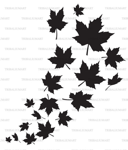 Swirl of falling maple leaves SVG TribaliumArtSF 