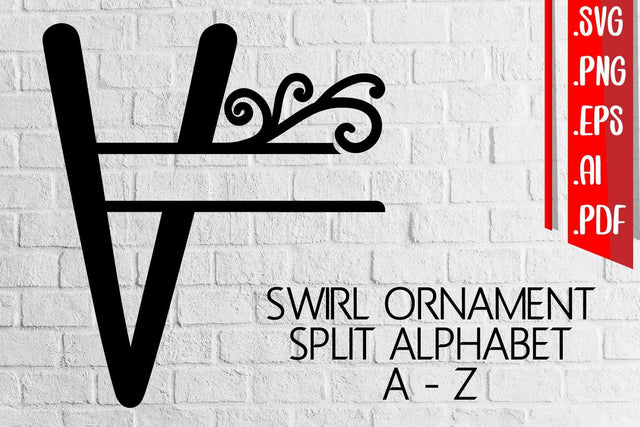 Swirl Ornament Split Alphabet A-Z svg eps ai png pdf SVG zafrans studio 