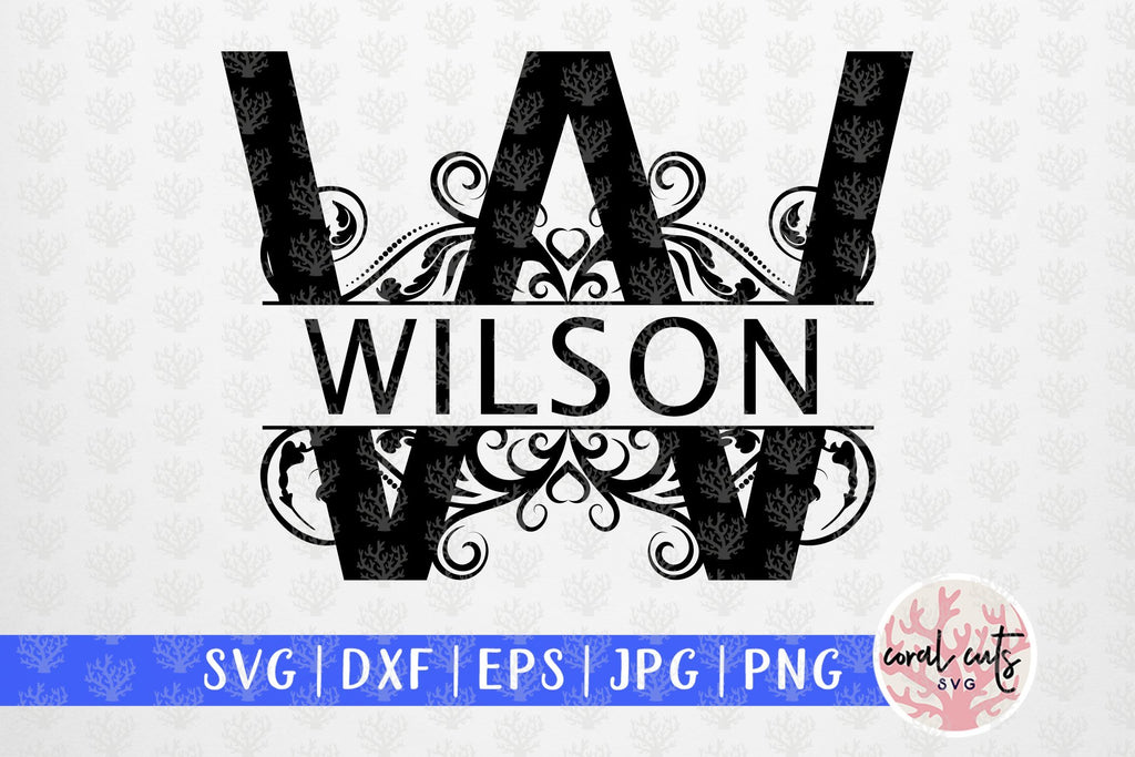 Swirl Floral Split Monogram - Alphabets A to Z - EPS SVG DXF JPG PNG By  CoralCuts