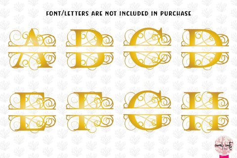 Swirl Split Monogram - Alphabets A to Z - EPS SVG DXF JPG PNG SVG CoralCutsSVG 