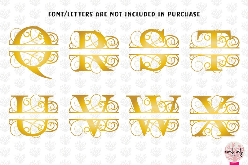 Swirl Split Monogram - Alphabets A to Z - EPS SVG DXF JPG PNG - So Fontsy