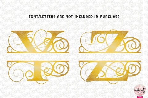 Swirl Split Monogram - Alphabets A to Z - EPS SVG DXF JPG PNG SVG CoralCutsSVG 