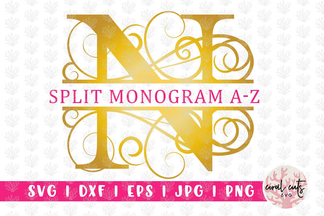 Swirl Split Monogram - Alphabets A to Z - EPS SVG DXF JPG PNG SVG CoralCutsSVG 