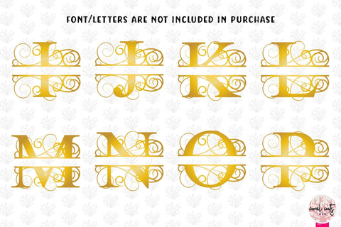 Swirl Split Monogram - Alphabets A to Z - EPS SVG DXF JPG PNG SVG CoralCutsSVG 