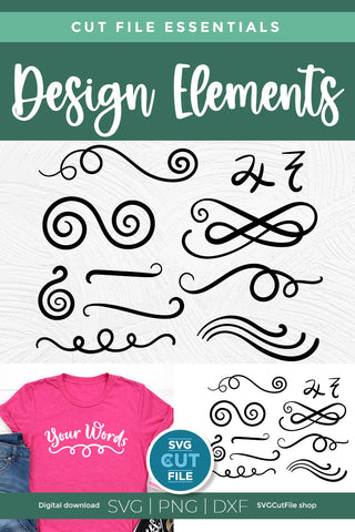 Swirl SVG bundle with Swoosh Scroll and Flourish Elements SVG SVG Cut File 