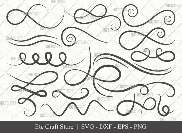 Swirl SVG Cut File | Flourish Svg | Swoosh Svg | Squiggle Svg | Bundle | Eps | Dxf | Png SVG ETC Craft 