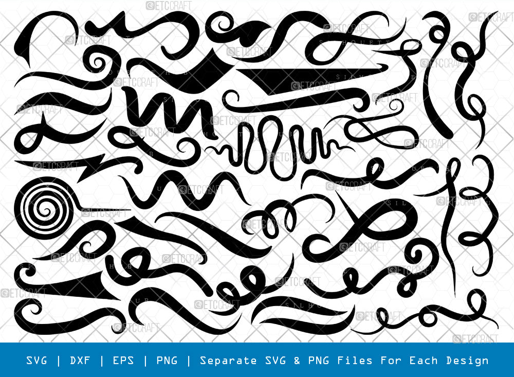 Swirl SVG / Flourish SVG / Swoosh SVG / Stroke Svg / Ornaments Svg /  Decorative Svg / Clipart / Silhouette / Cut file / Cricut