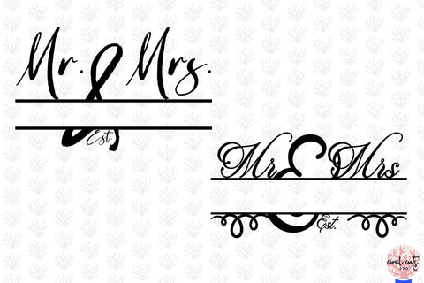 Swirl Wedding Split Monogram Bundles EPS SVG DXF JPG PNG SVG CoralCutsSVG 