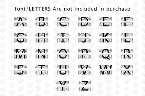 Swirls Split Alphabet Monogram A to Z - Svg EPS DXF PNG File SVG CoralCutsSVG 