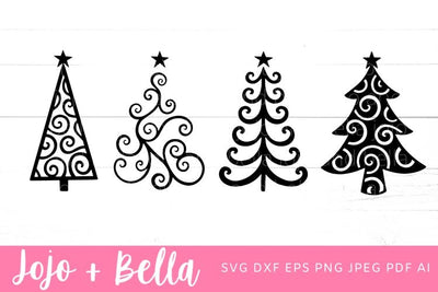 Swirly Christmas Tree Svg Bundle, Christmas Tree Svg, Christmas Svg Bundle, Christmas Card Svg, Christmas Gift png, Christmas Sign DXF, Christmas Svgs, Christmas Ornament SVG SVG Jojo&Bella 