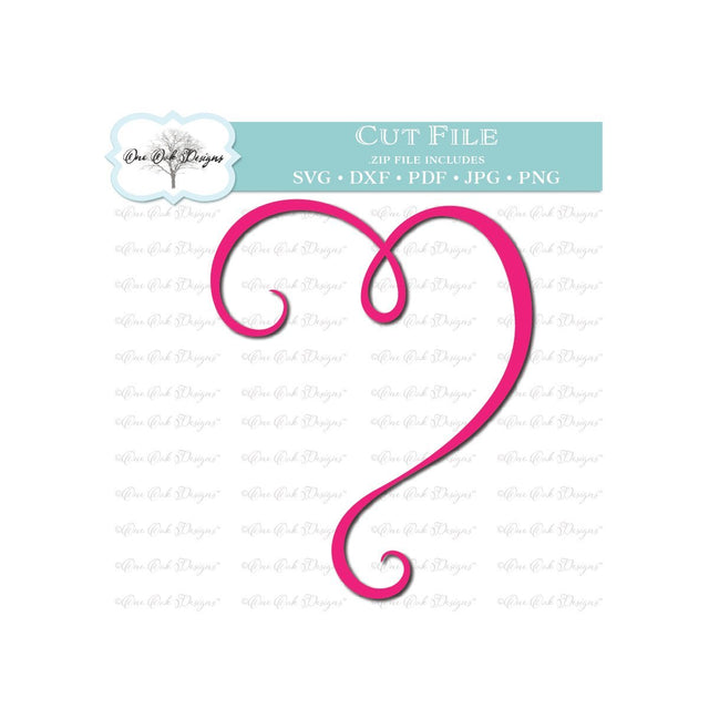 Swirly Heart Flourish SVG One Oak Designs 