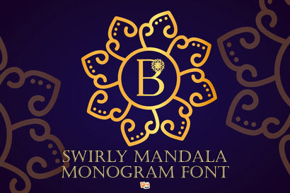 Swirly Mandala Monogram Font Font Dm Letter Studio 