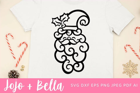 Swirly Santa Svg, Santa Claus Svg, Christmas Svg, Christmas Card Svg, Christmas Gift png, Christmas Sign DXF, Christmas Svgs, Christmas Ornament SVG SVG Jojo&Bella 