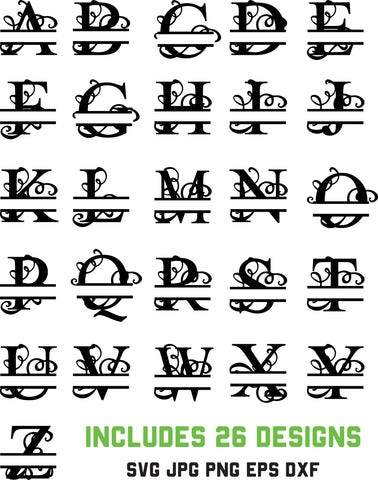 Swirly Split Monogram Alphabet Set SVG Design Bundle SVG So Fontsy Design Shop 