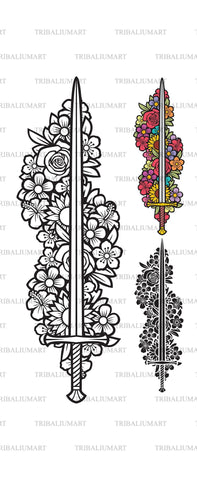 Sword and flowers SVG TribaliumArtSF 