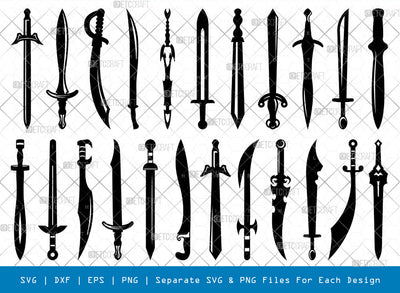 Sword SVG, Dagger Silhouette, Knife Svg, Weapon Svg, Cutlass Svg, Fighting Svg, Long Sword Svg, Blades Svg, Warrior Svg, Sword Bundle SVG ETC Craft 