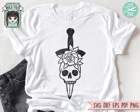 Sword SVG, Flower Sword SVG, Floral Sword SVG, Skull Sword svg, Tattoo Svg, Halloween svg, Weapon svg, Dagger svg, Knife svg, Goth svg SVG Wild Pilot 