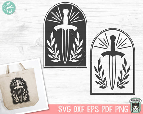 Sword SVG, Leaves Sword SVG file, Mystical SVG, Knife Clipart, Tattoo Svg file, Weapon svg, Dagger svg, Sword Vector, Goth svg, Gothic svg SVG Wild Pilot 