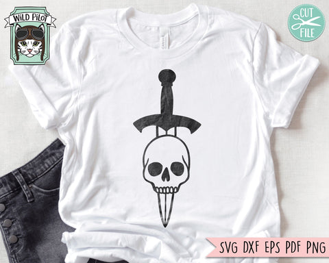Sword SVG, Skull Sword svg, Tattoo Svg, Halloween svg, Tattoo Clipart, Skull png, Weapon svg, Dagger svg, Knife svg, Goth svg, Gothic svg SVG Wild Pilot 