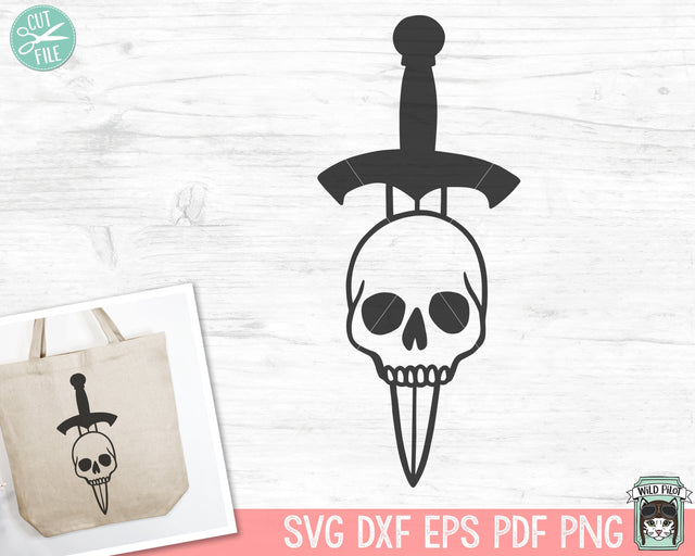 Sword SVG, Skull Sword svg, Tattoo Svg, Halloween svg, Tattoo Clipart, Skull png, Weapon svg, Dagger svg, Knife svg, Goth svg, Gothic svg SVG Wild Pilot 