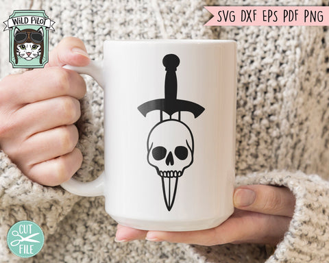 Sword SVG, Skull Sword svg, Tattoo Svg, Halloween svg, Tattoo Clipart, Skull png, Weapon svg, Dagger svg, Knife svg, Goth svg, Gothic svg SVG Wild Pilot 