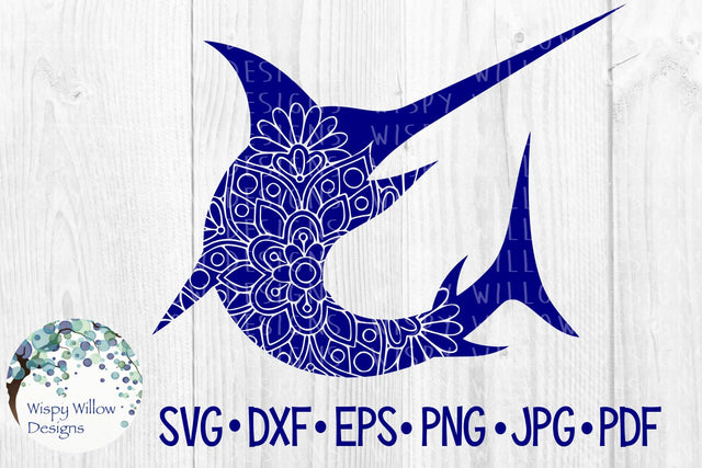 Swordfish Floral Mandala SVG Wispy Willow Designs 