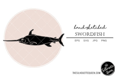 Swordfish Hand sketched, hand drawn vector clipart SVG Loveleen Kaur 