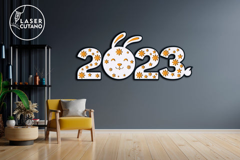 SYMBOL 2023 Laser Cut RABBIT New Year, Christmas Ornaments, Multilayer Cut Files for Laser Cut Wood or Cricut, Paper Craft, Sign SVG, 3D Designs SVG LaserCutano 