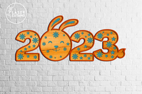 SYMBOL 2023 Laser Cut RABBIT New Year, Christmas Ornaments, Multilayer Cut Files for Laser Cut Wood or Cricut, Paper Craft, Sign SVG, 3D Designs SVG LaserCutano 
