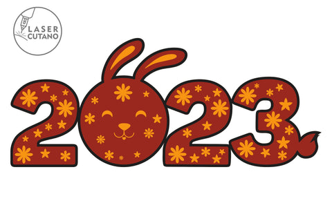 SYMBOL 2023 Laser Cut RABBIT New Year, Christmas Ornaments, Multilayer Cut Files for Laser Cut Wood or Cricut, Paper Craft, Sign SVG, 3D Designs SVG LaserCutano 