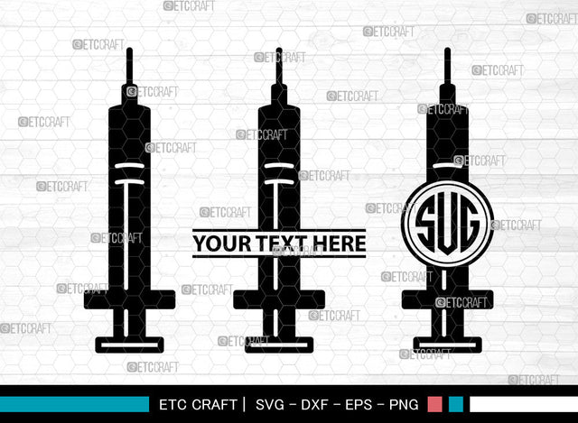 Syringe Icons Monogram, Syringe Svg, Vaccination Svg, Syringes, Hypodermic Syringe, Syringe Monogram, Icon Monogram, Svg Cut File, Dxf, Eps, Png, SVG ETC Craft 