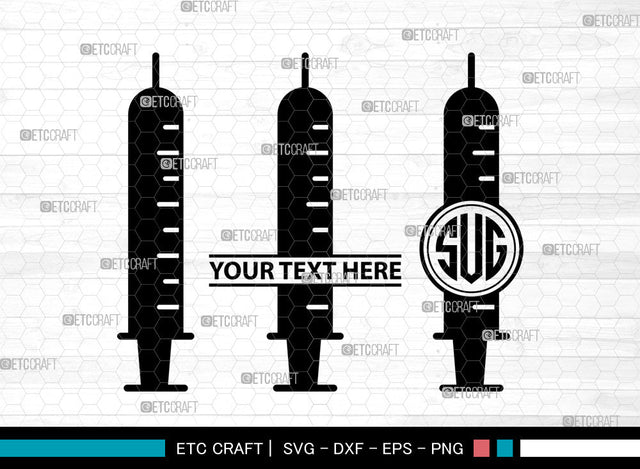 Syringe Icons Monogram, Syringe Svg, Vaccination Svg, Syringes, Hypodermic Syringe, Syringe Monogram, Icon Monogram, Svg Cut File, Dxf, Eps, Png, SVG ETC Craft 