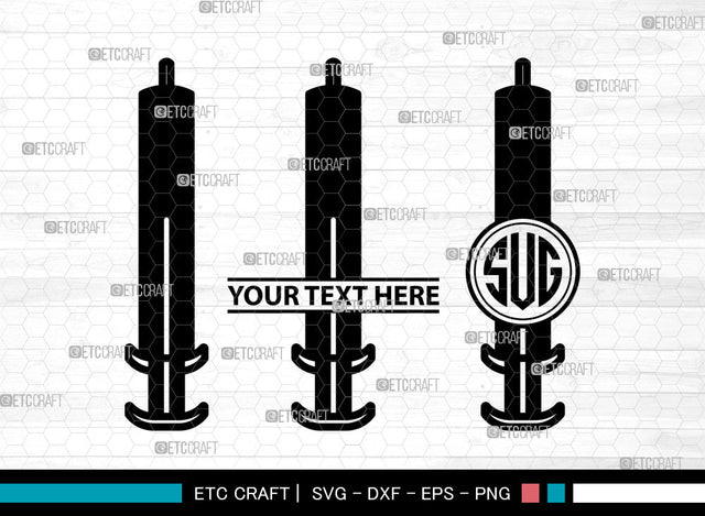 Syringe Icons Monogram, Syringe Svg, Vaccination Svg, Syringes, Hypodermic Syringe, Syringe Monogram, Icon Monogram, Svg Cut File, Dxf, Eps, Png, SVG ETC Craft 