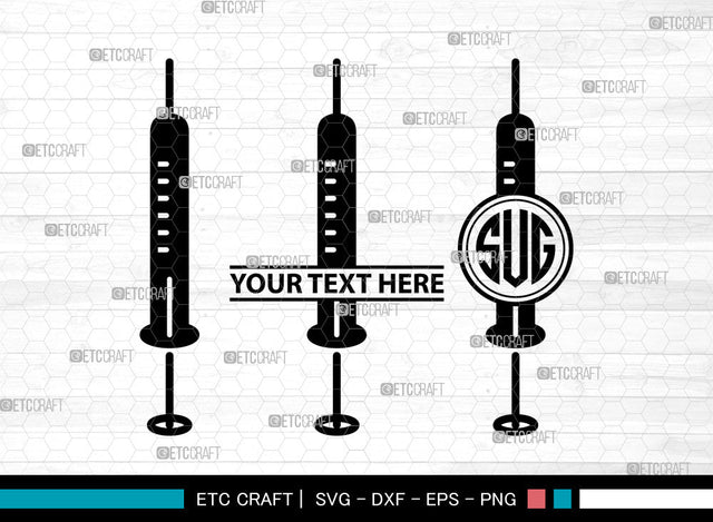 Syringe Icons Monogram, Syringe Svg, Vaccination Svg, Syringes, Hypodermic Syringe, Syringe Monogram, Icon Monogram, Svg Cut File, Dxf, Eps, Png, SVG ETC Craft 