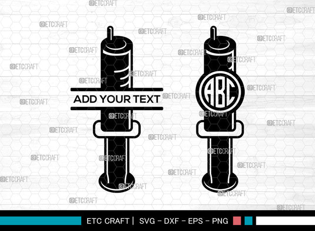 Syringe Monogram SVG, Vaccination Syringe Svg, Covid Vaccine Svg, Injection Svg, Medical Svg, Split Monogram Svg SVG ETC Craft 