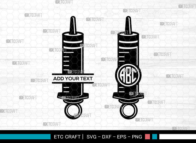 Syringe Monogram SVG, Vaccination Syringe Svg, Covid Vaccine Svg, Injection Svg, Medical Svg, Split Monogram Svg SVG ETC Craft 
