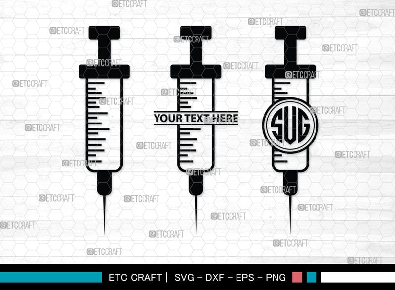 Monogram Injectable Pills Syringe Monogram, Syringe Silhouette, Syringe SVG, Injection Svg ...