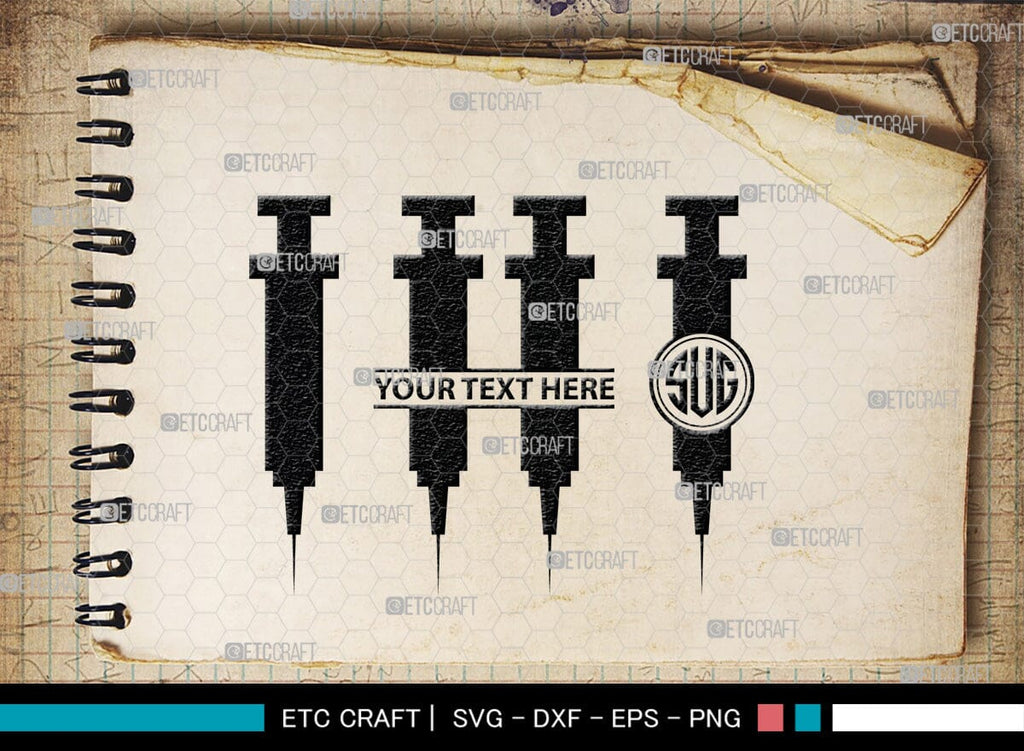 Monogram Injectable Pills Syringe Monogram, Syringe Silhouette, Syringe SVG, Injection Svg ...