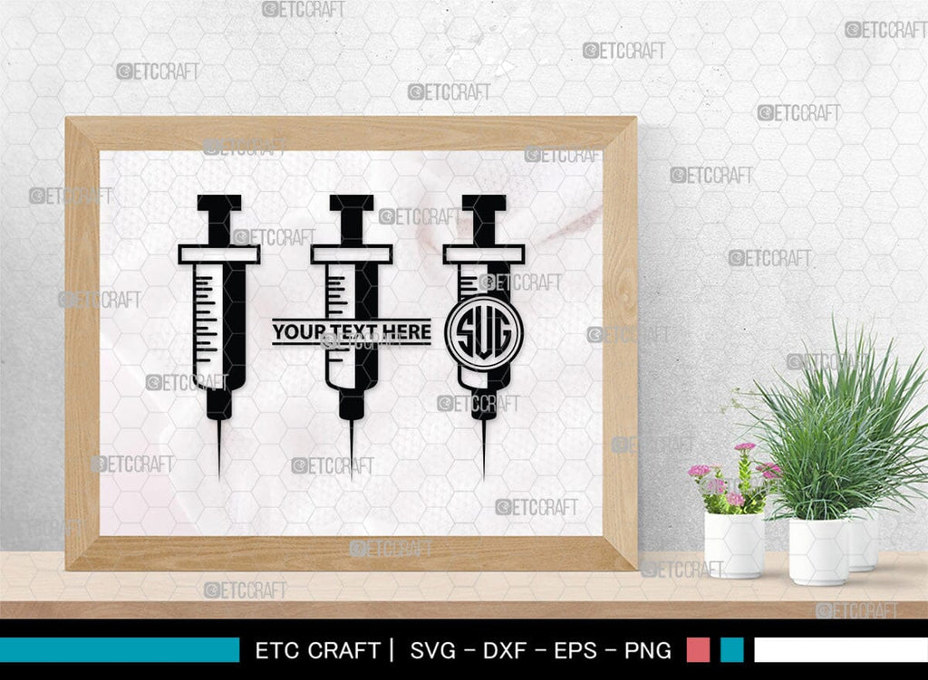 Monogram Injectable Pills Syringe Monogram, Syringe Silhouette, Syringe SVG, Injection Svg ...