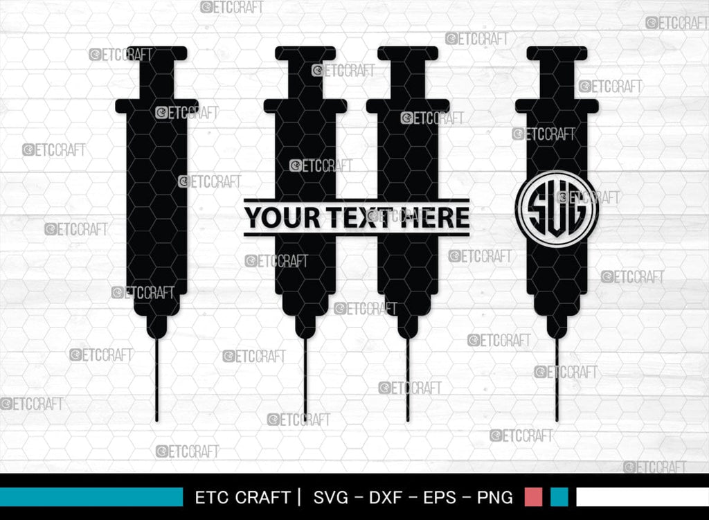 Monogram Injectable Pills Syringe Monogram, Syringe Silhouette, Syringe SVG, Injection Svg ...