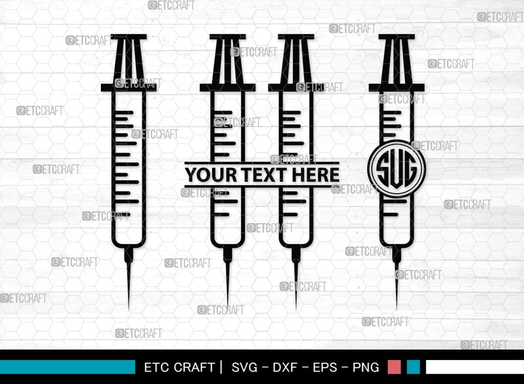 Monogram Injectable Pills Syringe Monogram, Syringe Silhouette, Syringe SVG, Injection Svg ...