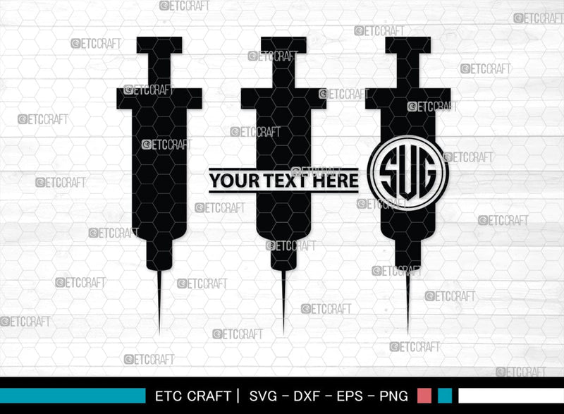 Monogram Injectable Pills Syringe Monogram, Syringe Silhouette, Syringe SVG, Injection Svg ...