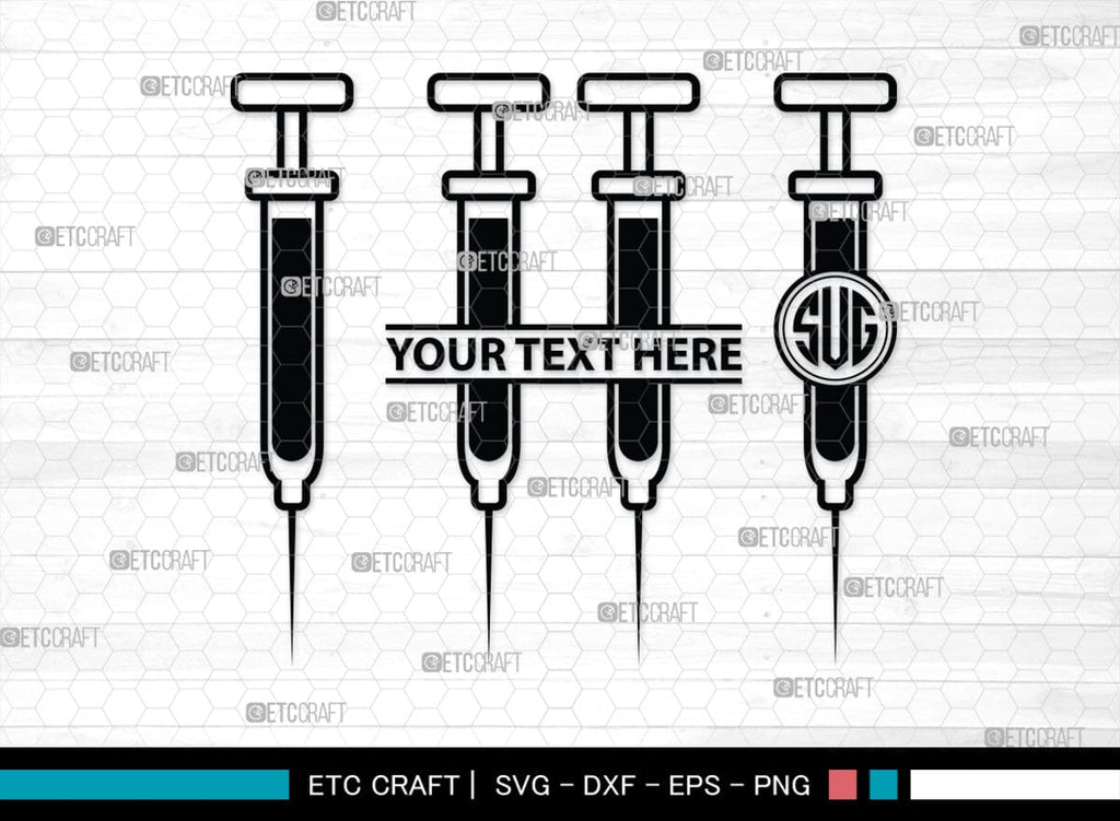 Monogram Injectable Pills Syringe Monogram, Syringe Silhouette, Syringe SVG, Injection Svg ...